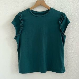 A New Day Ruffle Sleeve Teal T-Shirt Top Blouse Medium